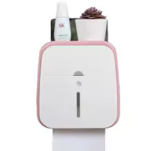 Clarify.pk wall mounted bathroom organizer in white and pink with storage space for toiletries and decor