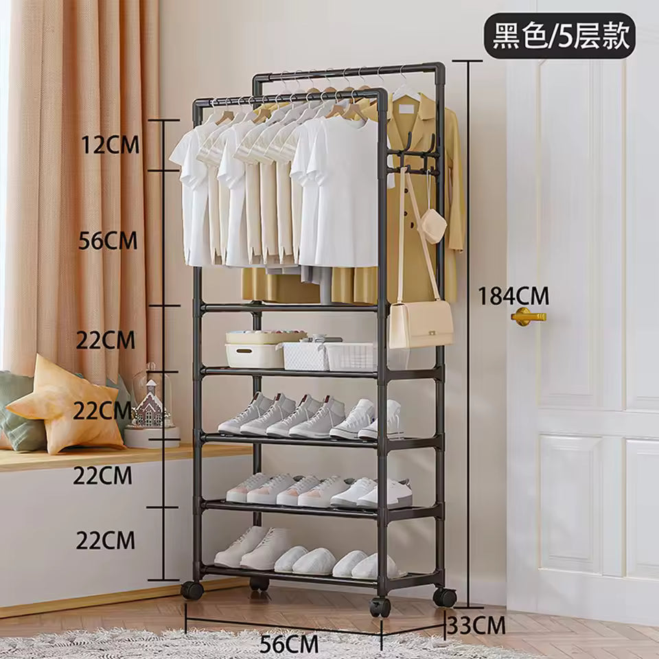Clarify.pk wall mounted coat rack for living room with multiple tiers for shoes and hanging clothes