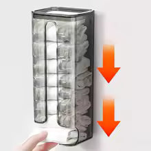 Clear wall mounted sock organizer with multiple compartments for efficient sock storage