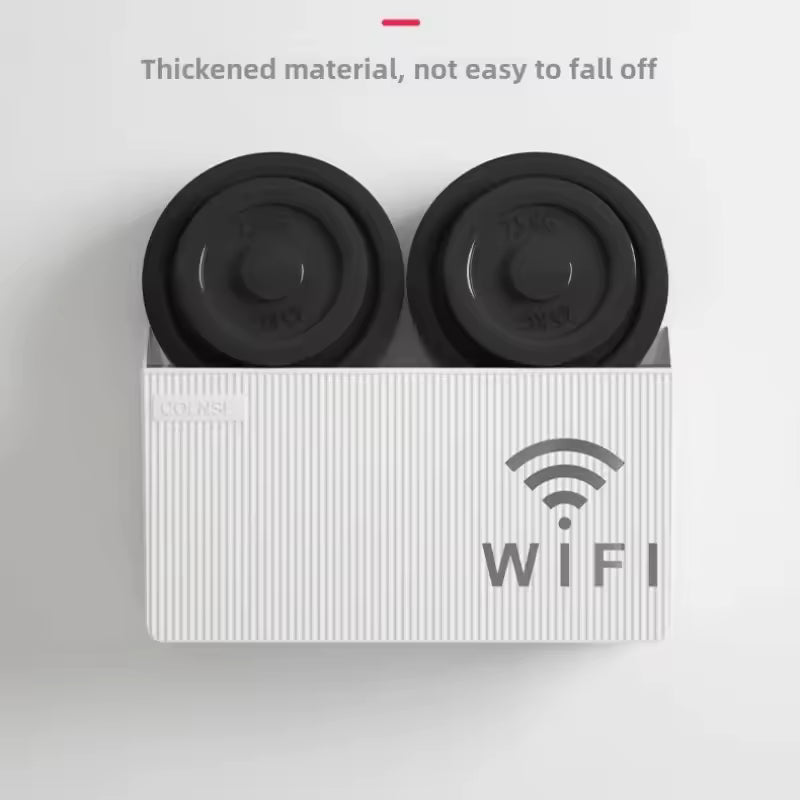 White wall mounted wifi router box with thickened material securely holding black devices