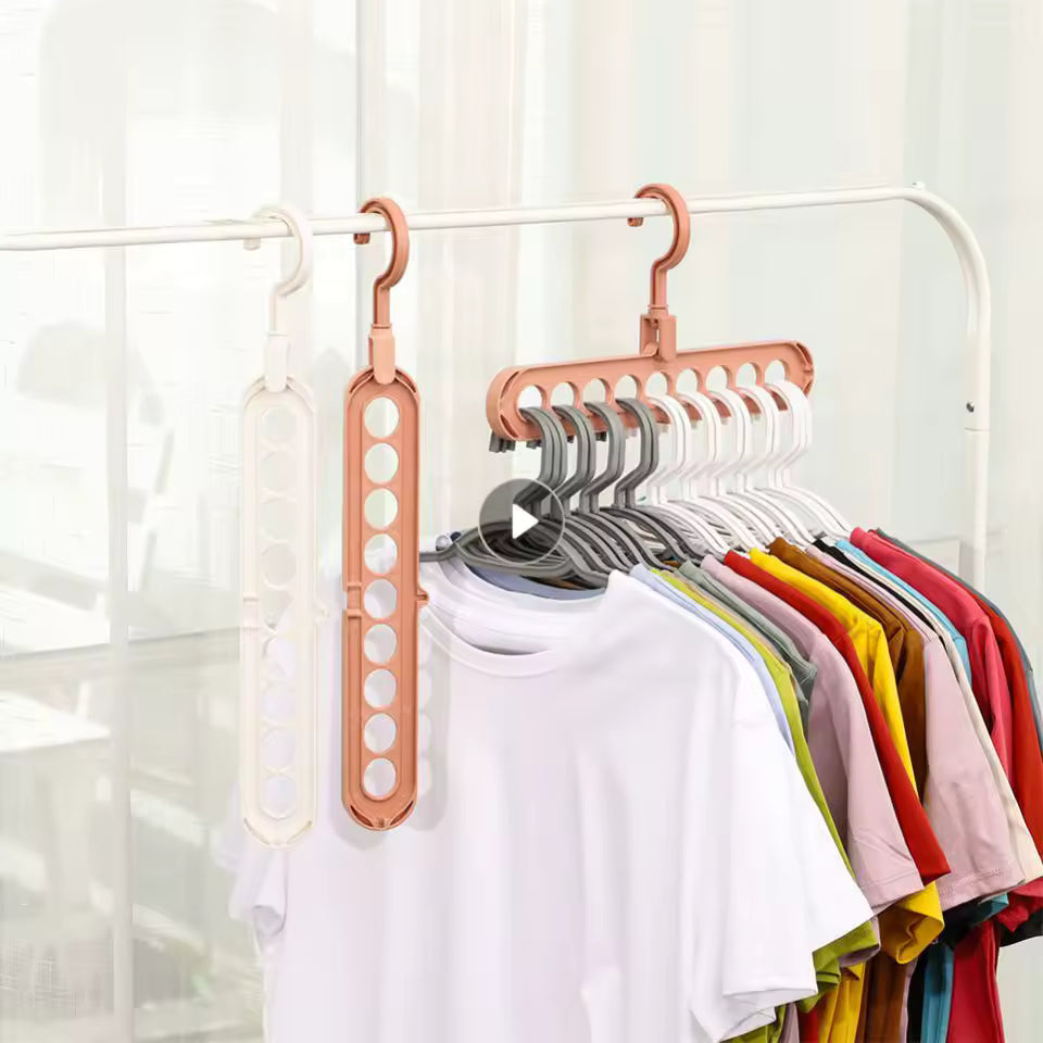Clarify.pk wardrobe coat organizer pack of 3 hanging on rack holding multiple colorful shirts