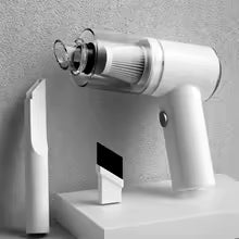 Clarify.pk mini cordless car vacuum cleaner in white with detachable nozzles for easy cleaning