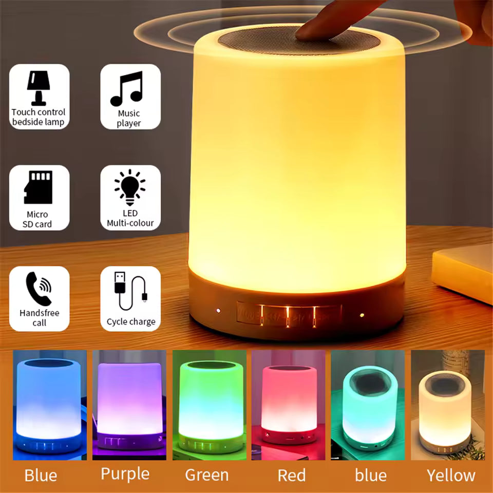Clarify.pk wireless bedside lamp with bluetooth speaker touch control and multicolor LED options