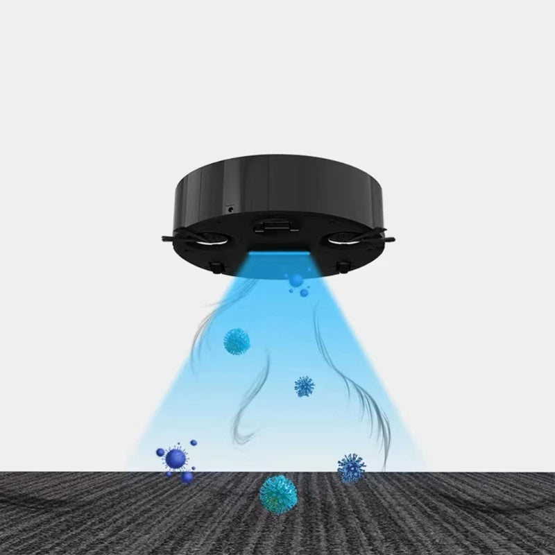 Wireless sweeping and mopping robot cleaning floor and removing dust particles and germs