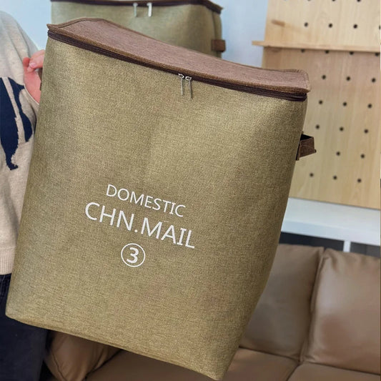 Clarify.pk zippered fabric storage bags in brown and beige for domestic mail and storage