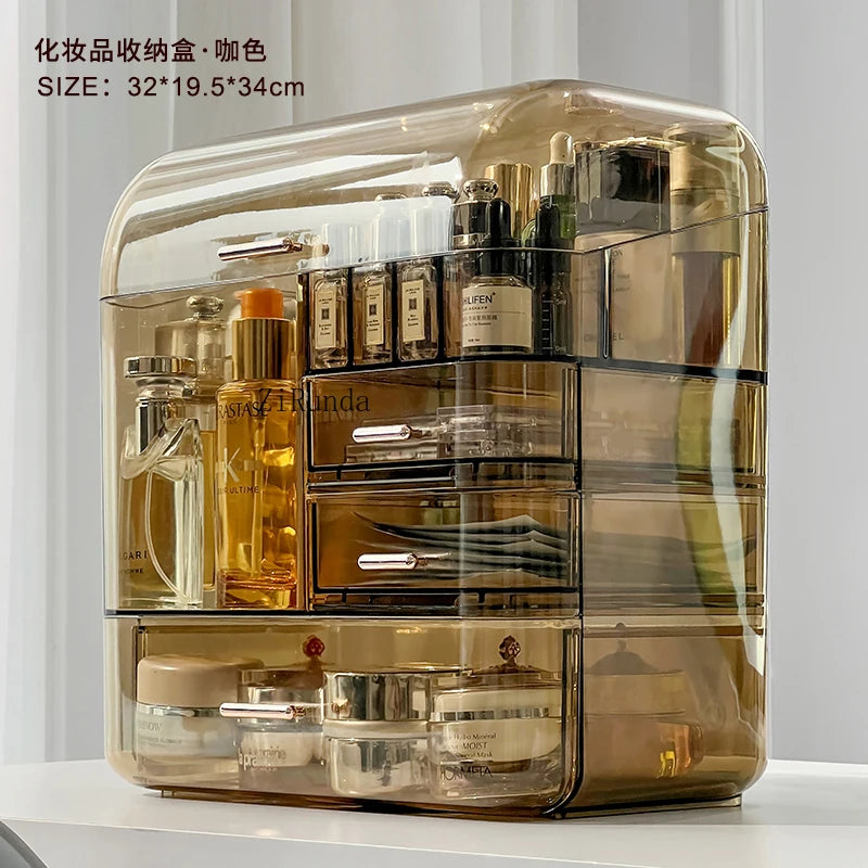 Clarify.pk acrylic cosmetics storage box with multiple drawers and compartments in smoky brown
