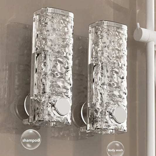 Clarify.pk premium wall mounted soap dispenser set with textured clear design for shampoo and body wash