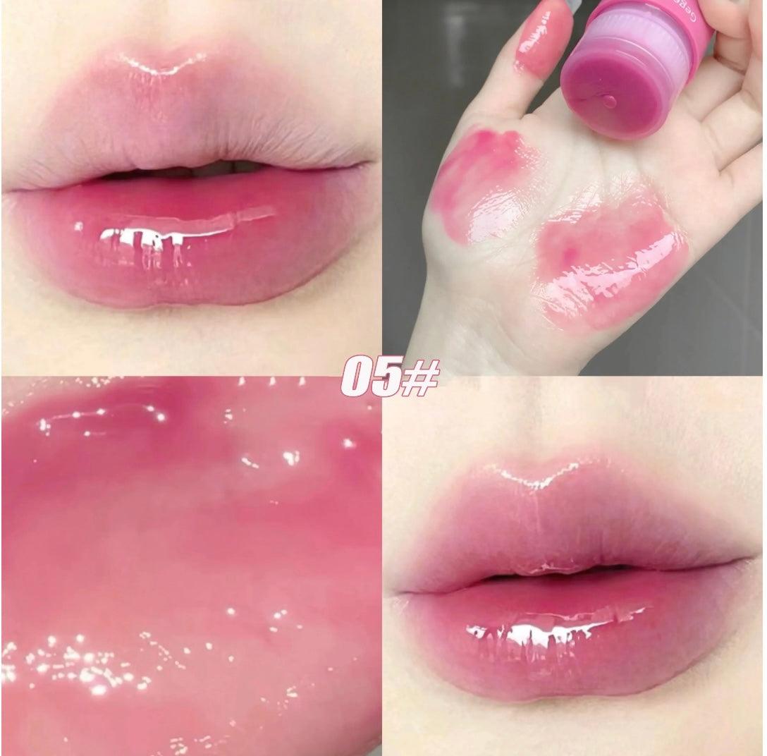 Korean Lip Plumping Balm - Tinted Jelly Moisturizing Lip Care with Mirror - Clarify.pk