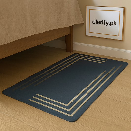 Anti-Slip Rubber Mat – Navy Blue & Gold Line Design (56 x 118 cm)