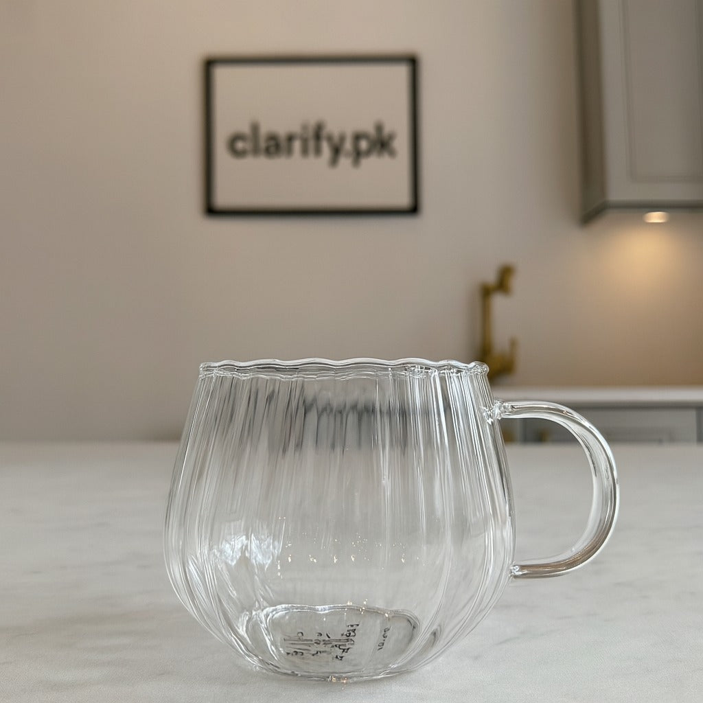 Ripple Glass Mug – Elegant Transparent Coffee & Tea Cup