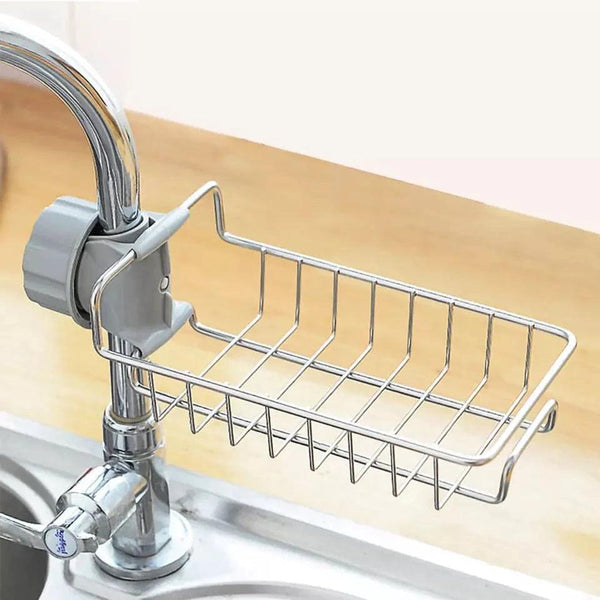 Stainless Steel Sink Organizer, Sponge and Soap Storage Holder, Hanging Drain Rack for Kitchen, Shelf for Dish Cloth and Accessories.