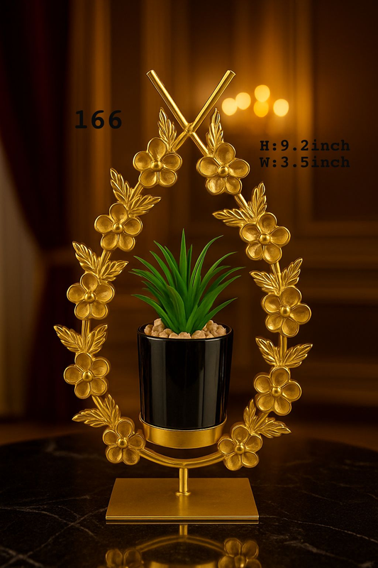 Golden Bloom Metal Plant Pot - Elegant Home Decoration