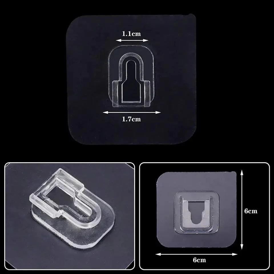 Pack of 4 Transparent Adhesive Wall Hooks, Double-Sided Mounts for Easy Installation - Clarify.pk