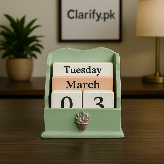 Wooden Desk Calendar – Reusable Vintage Style