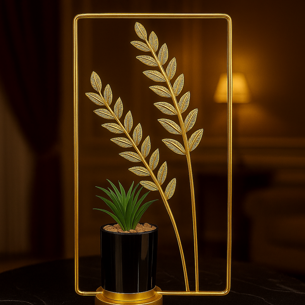 Golden Fern Metal Plant Pot - Luxury Home Decoration