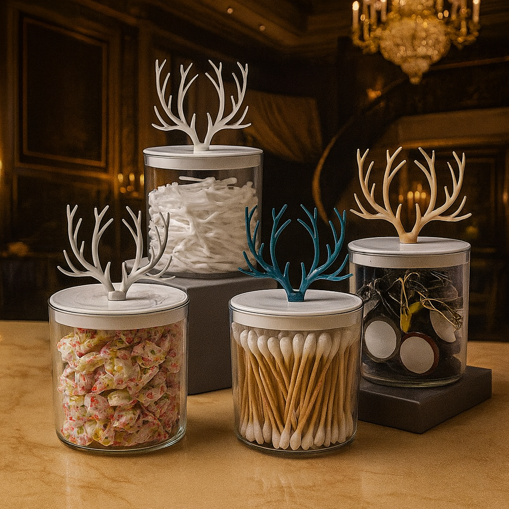 Creative Antler Cotton Swabs Container – Decorative Storage Box (each)
