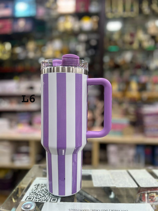 Premium Purple Stripe 40oz Tumbler – 1200ml Water Bottle
