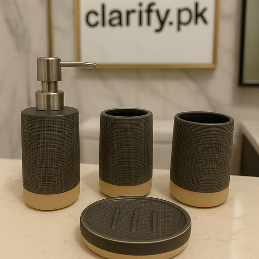 4Pcs Luxury Grey Bath Set – Modern Bathroom Accessories