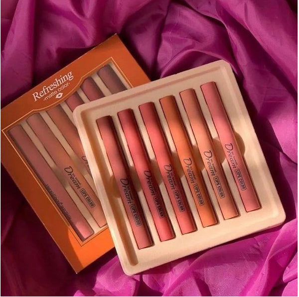 6pcs Matte Velvet Lipstick Set - Long-Lasting, Waterproof, and Moisturizing Non-Stick Lipstick Set.