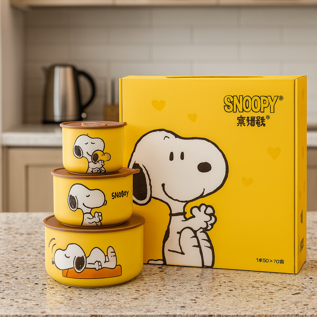 Luxury Snoopy Design Ceramic Jar Set – With Gift Box Packaging