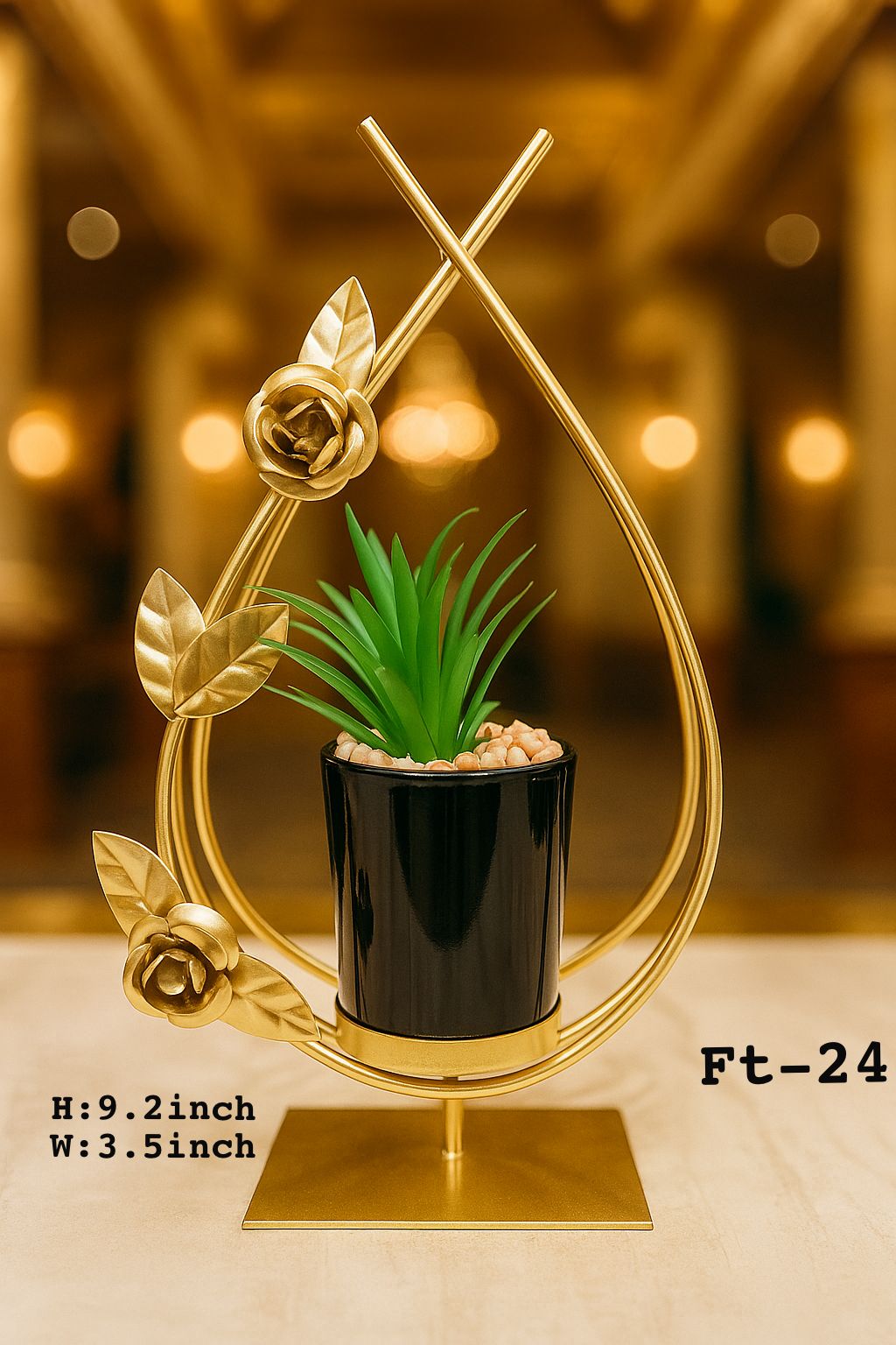 Golden Rose Metal Plant Pot - Luxury Home Decoration