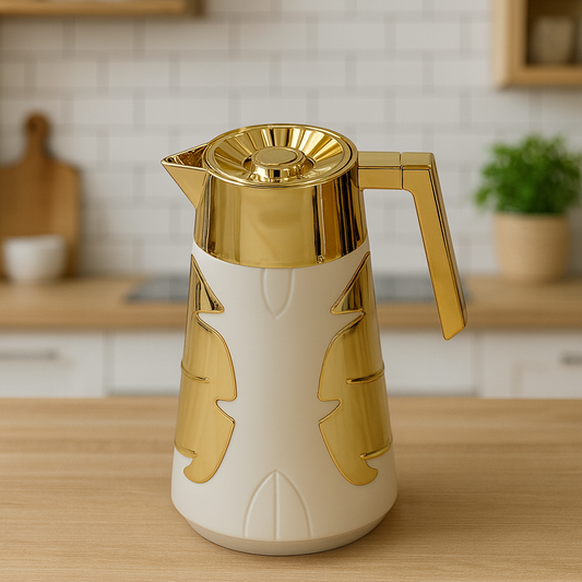 Luxury Gold & White Vacuum Flask – 1 Liter Insulated Thermos