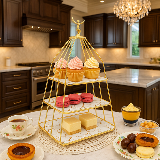 Triangular 3-Tier Ceramic Dessert Stand – Cake Holder