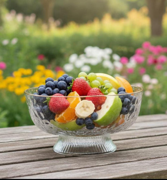 Crystal Fruit Bowl with Stand – 25cm Luxury Decorative Serving Bowl
