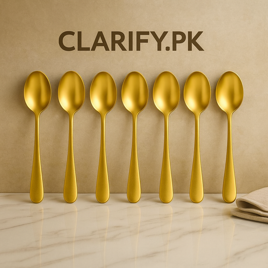 Pack of 6 Golden Dessert Spoons – Elegant Stainless Steel Cutlery