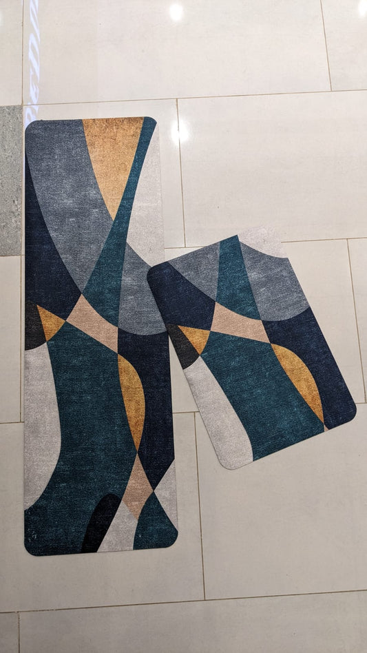 Midnight Slate Napa Leather Anti-Slip Runner Mat Set (2 Pcs) MAT