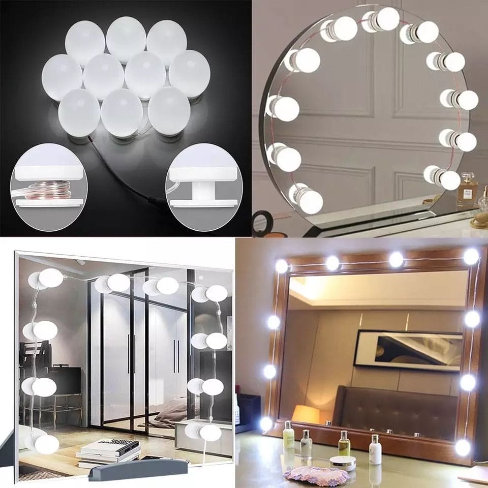 10 bulb vanity light set with bright white round bulbs ideal for makeup mirrors and dressing tables