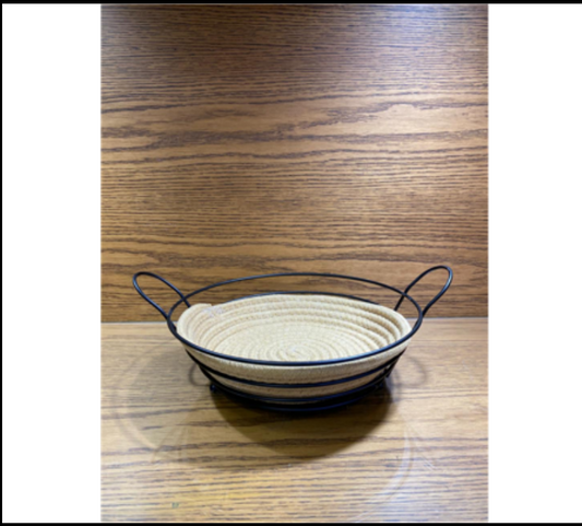 Premium Round Roti Basket – Rope Design with Metal Stand