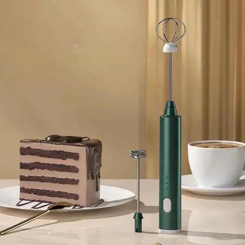 2 in 1 Portable USB Rechargeable Milk Frother and Egg Beater, Handheld Coffee Mixer and Kitchen Blender.