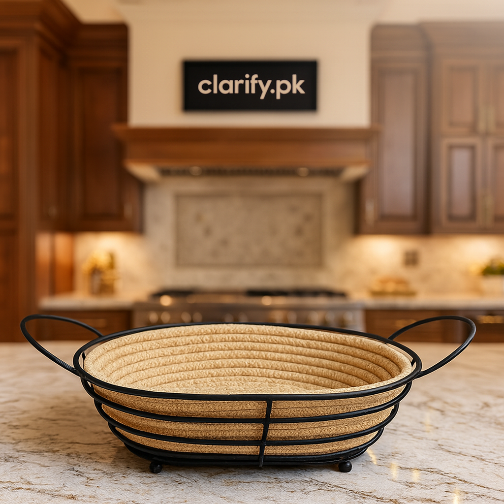 Premium Oval Rope Roti Basket – With Metal Stand