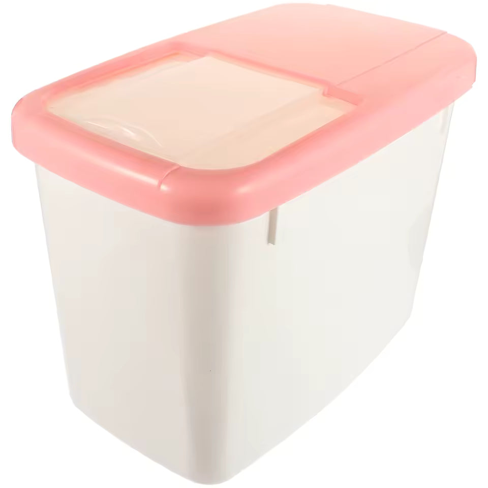 Clarify.pk 10kg rice storage container in white with pink lid for kitchen pantry organization