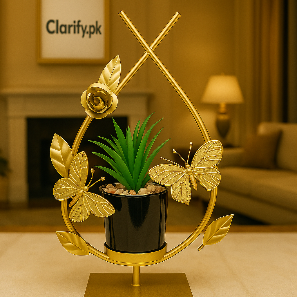 Golden Butterfly Metal Plant Pot - Luxury Home Decoration