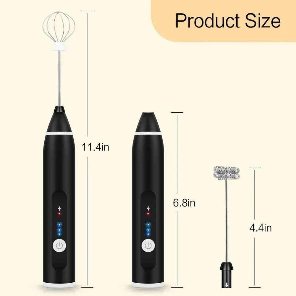 2 in 1 Portable USB Rechargeable Milk Frother and Egg Beater, Handheld Coffee Mixer and Kitchen Blender.
