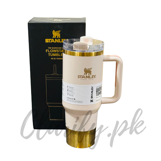 Stanley 40oz FlowState Tumbler – Cream & Gold Edition (Premium Quality)