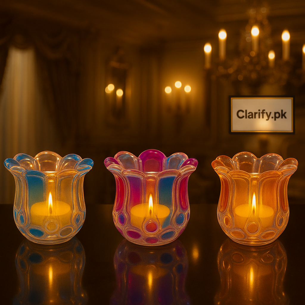 Tulip Glass Candle Holder with LED Candle – Luxury Glow (each)