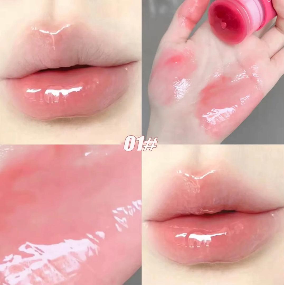 Korean Lip Plumping Balm - Tinted Jelly Moisturizing Lip Care with Mirror - Clarify.pk