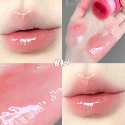 Korean Lip Plumping Balm - Tinted Jelly Moisturizing Lip Care with Mirror - Clarify.pk