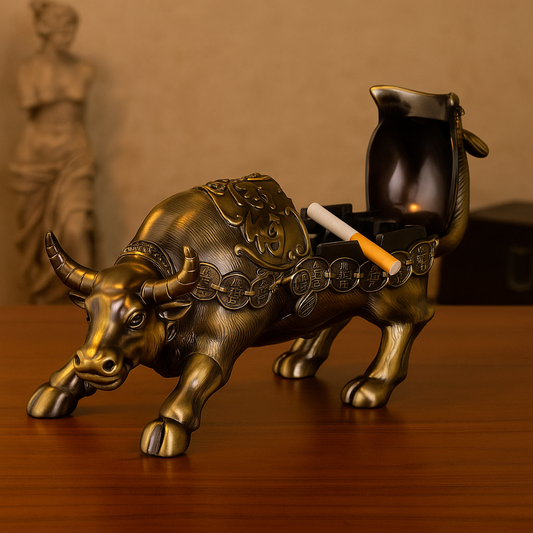 Metal Bull Ashtray – Creative Desktop Smoking Accessory