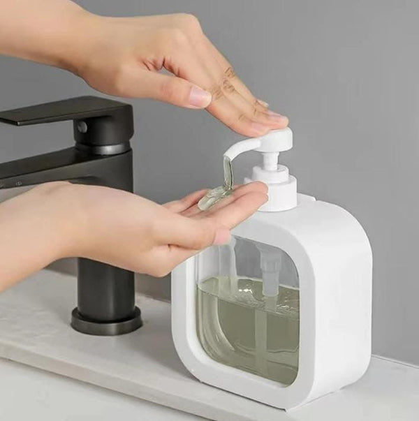 Square Transparent Soap Dispenser with Pump, Refillable Liquid Bottle for Home.