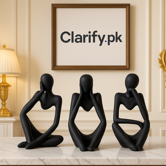 Black Thinking Mannequins Set – 3pcs Modern Fiber Art Décor