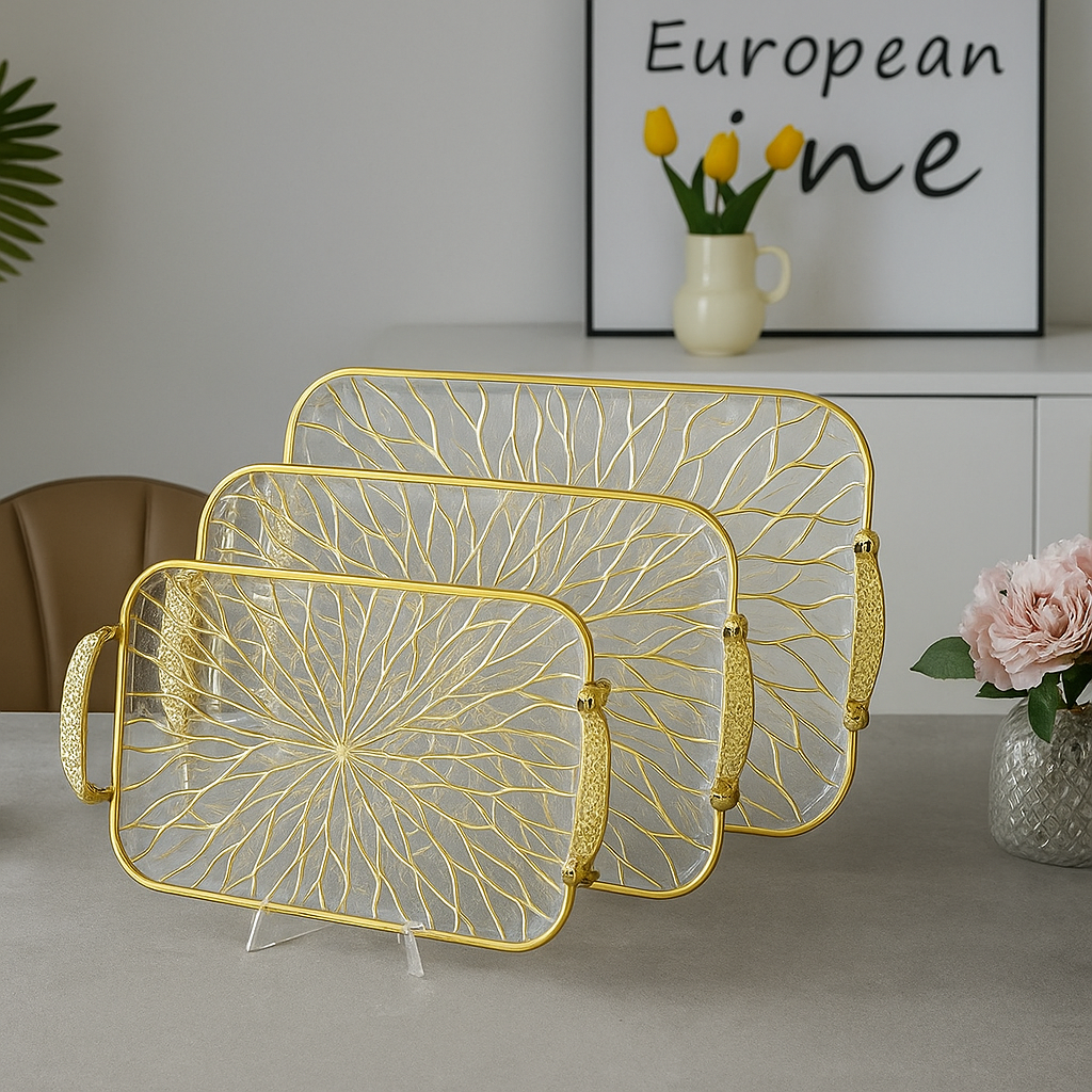 Luxury Rectangular Tray Set – 3 Pcs Gift Box Collection