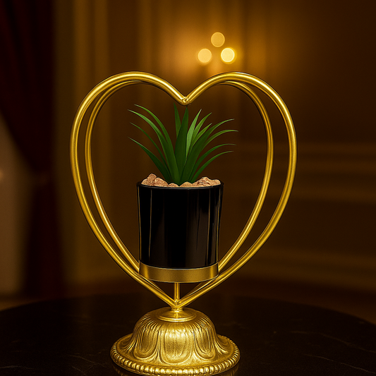 Luxury Heart Shape Metal Plant Pot – Golden Decorative Pot