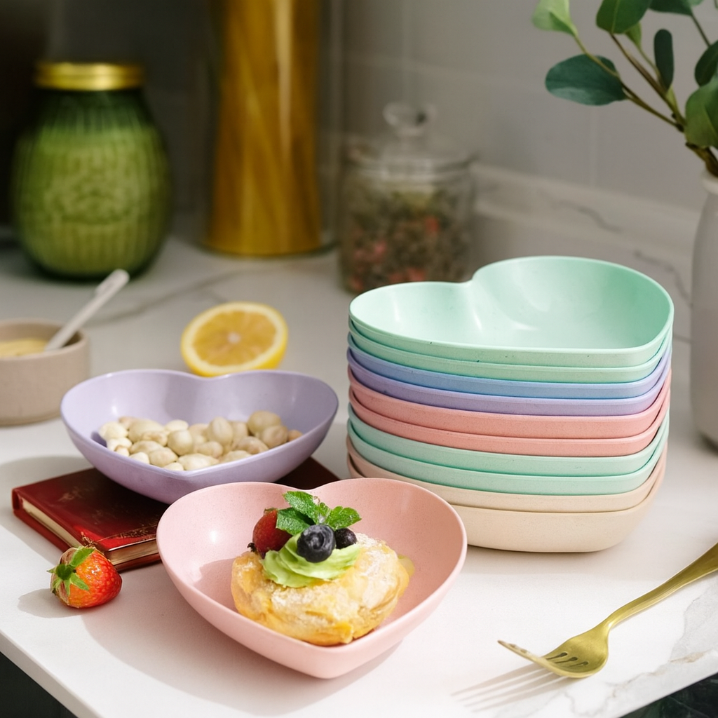 Pack of 10 Colorful Heart Dish Pack Plastic Plates