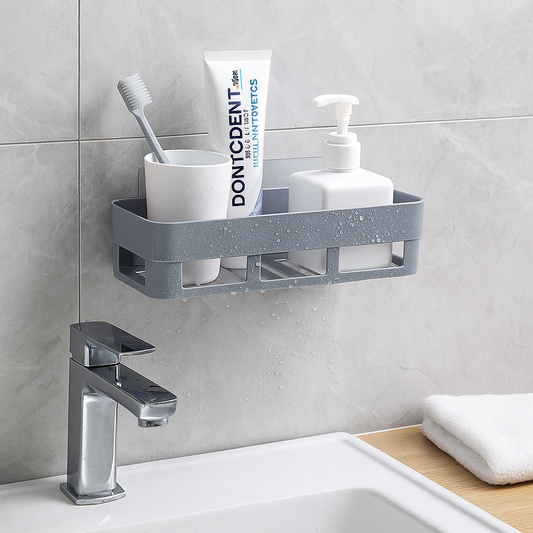 Self-Adhesive Rectangle Bathroom Shelf – No-Drill Organizer