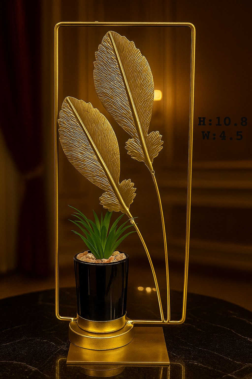 Golden Feather Metal Plant Pot – Luxury Home Decoration Planter
