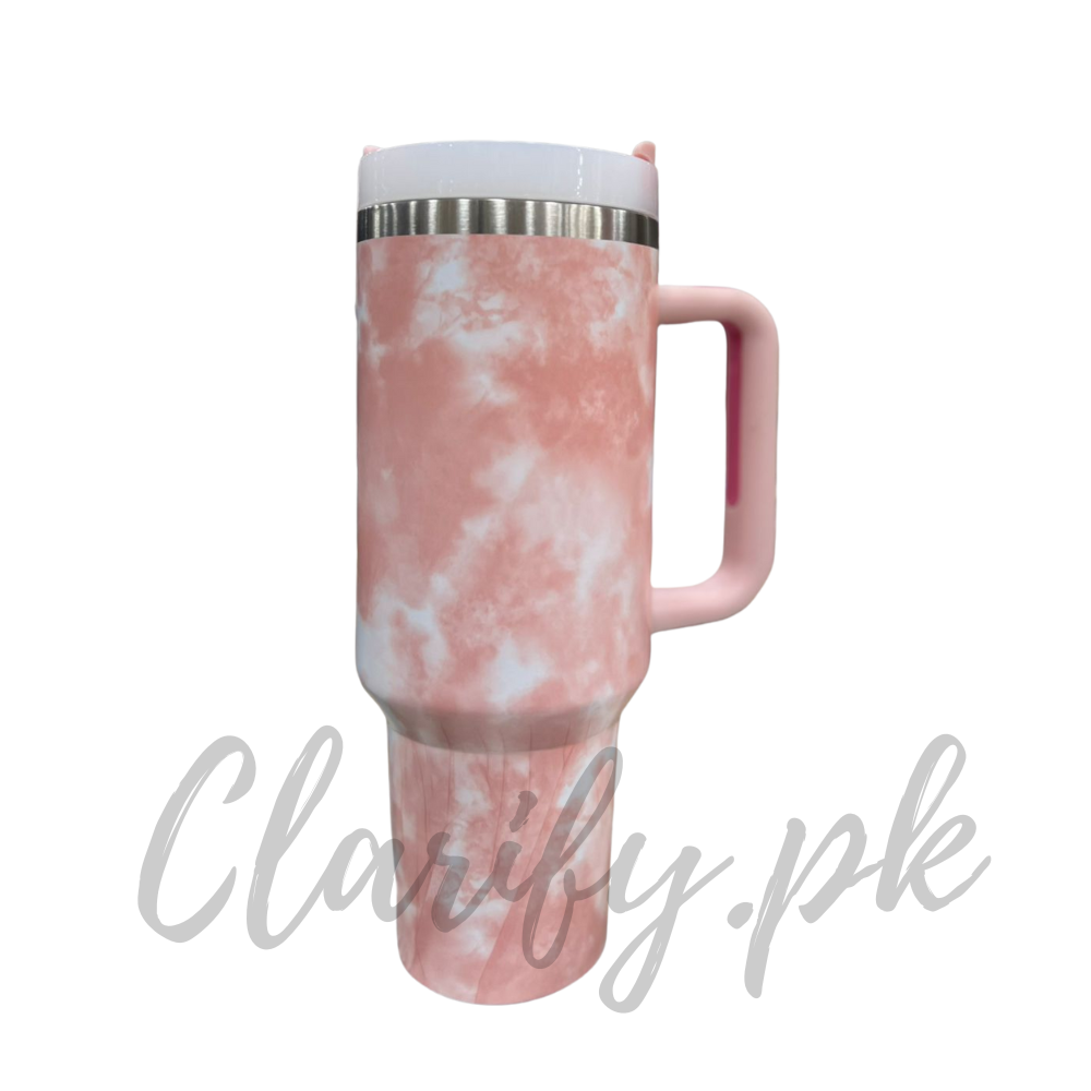 Premium Marble Pink 40oz Tumbler – 1200ml Water Bottle